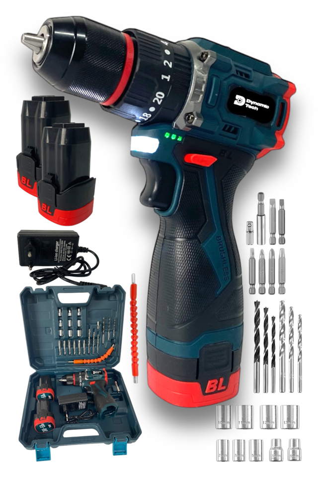 Dynamic Tech DT-84 Çift Akülü Kömürsüz Darbeli Şarjlı Matkap