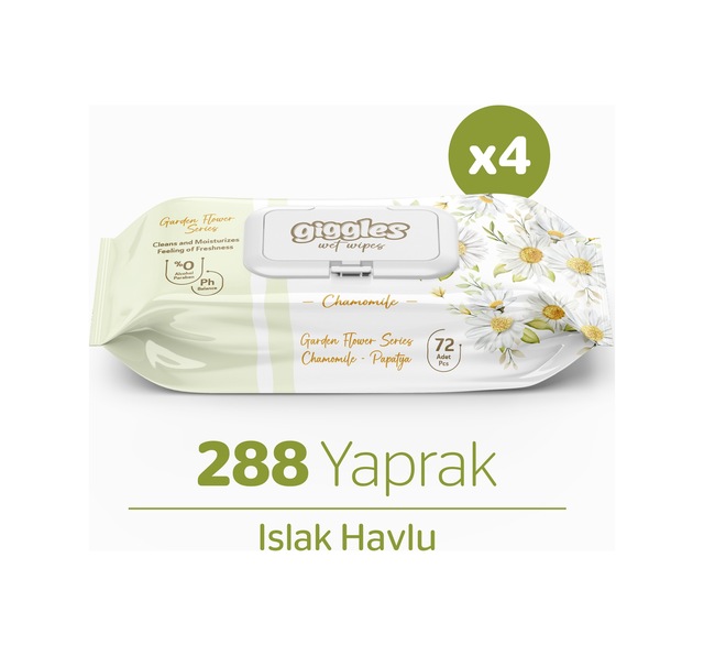 Giggles Islak Havlu 72'li Papatya 4 Paket 288 Mendil