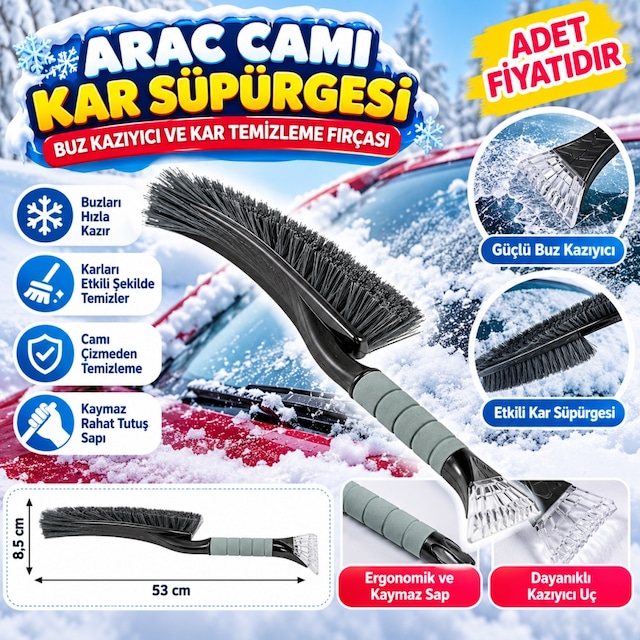 Araç Camı Kar Süpürgesi Buz Kazıyıcı Ve Kar Temizleme Fırçası Adet Fiyatıdır Diğer
