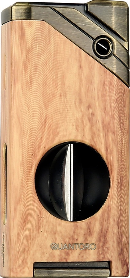 Quantoro Tek Torch Pürmüz V-cut Ahşap Desenli Metal Puro Çakmağı - Trz1121