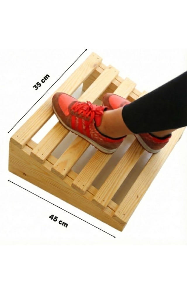 Ahşap Masa Altı Ayaklık Ayak Desteği Ayak Koyma Standı Doğal Ahşap 35x45 Orta Boy
