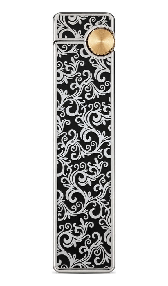 Hunter Soft Flame Gümüş Siyah Desenli Slim Metal Çakmak Ack056