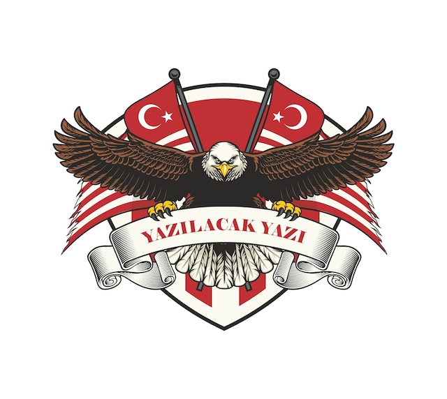 Türk Bayrağı Kişiye Özel Kartal Sticker 02011