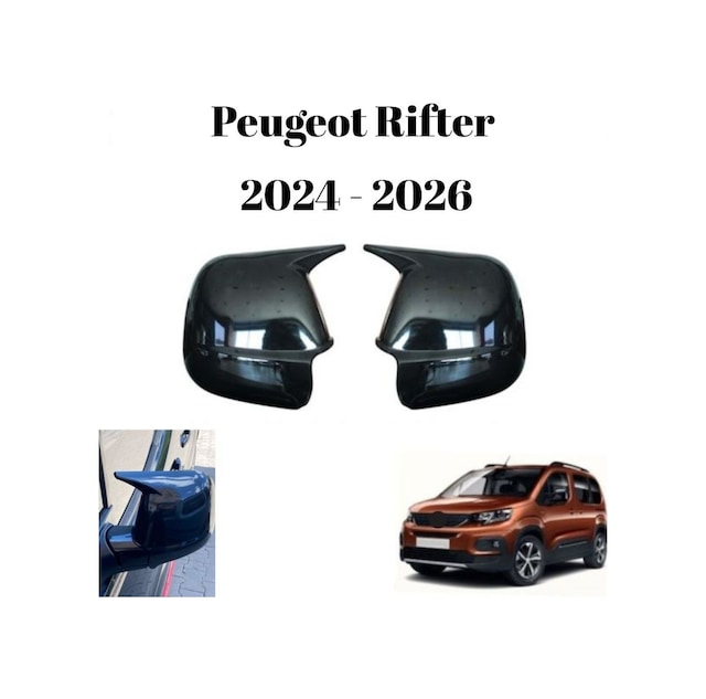 Peugeot Rifter 2024 2025 2026 Uyumlu Araca Özel Yarasa Batman Piano Black Ayna Kapağı Takımı