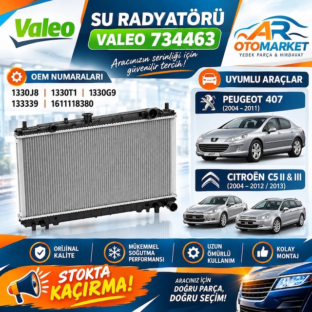 Valeo 734463 Cıtroen C5 Iı & Iıı Su Radyatörü 2004 2012 / 2013