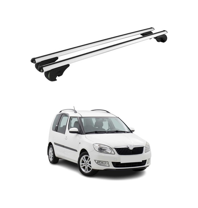 Skoda Roomster 2006-2015 Arası Uyumlu Port Bagaj Taşıyıcı Ara Atkı Alüminyum Gümüş 2 Parça