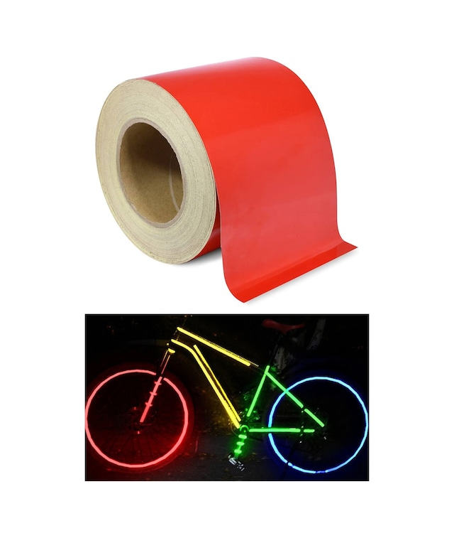 Reflektörlü Kırmızı Reflektif Fosforlu Şerit Bant Kırmızı Reflekte Ikaz Bandı 10 Cm X 124 Cm