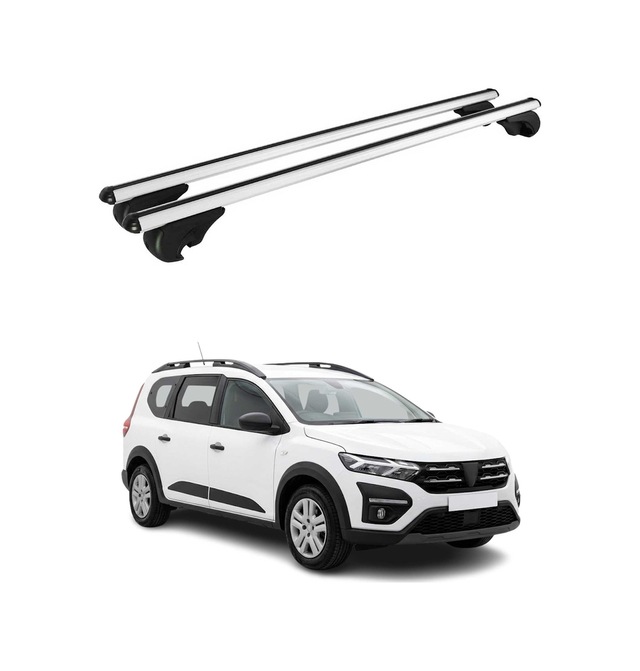 Dacia Jogger 2021-2027 Arası Uyumlu Port Bagaj Taşıyıcı Ara Atkı Alüminyum Gümüş 2 Parça