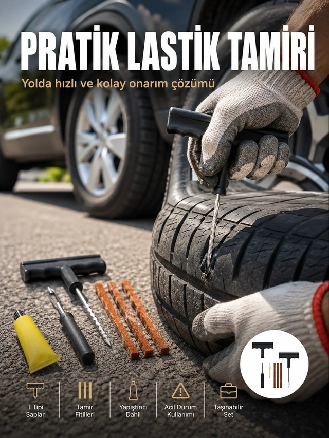 Ers Otomobil Motosiklet Bisiklet İçin Güvenli Lastik Tamir Kiti