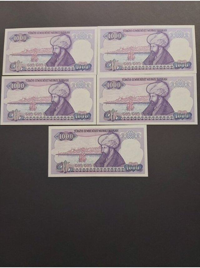 Mor Binlik 7. Emisyon Eski Tc Kağıt Para 1000 Lira