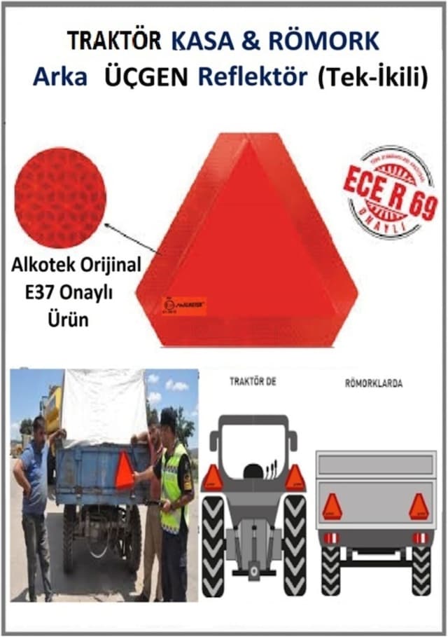 Traktör-Römork Üçgen Reflektör E-37 Onaylı Alkotek Ecer6