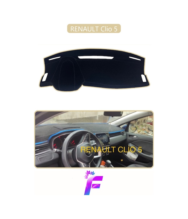 Renault Clio 5 Uyumlu Torpido Örtüsü Yansıma Önleyici Tam Koruma Kolay Ve Hızlı Montaj J61 Torpido Halısı