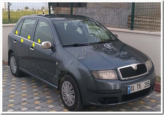 Skoda Fabia Hb Krom Cam Çıtası 2000-2007 4 Parça Paslanmaz Çelik