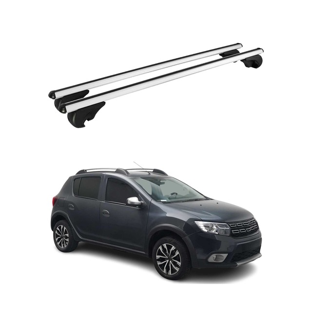 Dacia Sandero Stepway Iı 2012-2020 Arası Uyumlu Port Bagaj Taşıyıcı Ara Atkı Alüminyum Gümüş 2 Parça