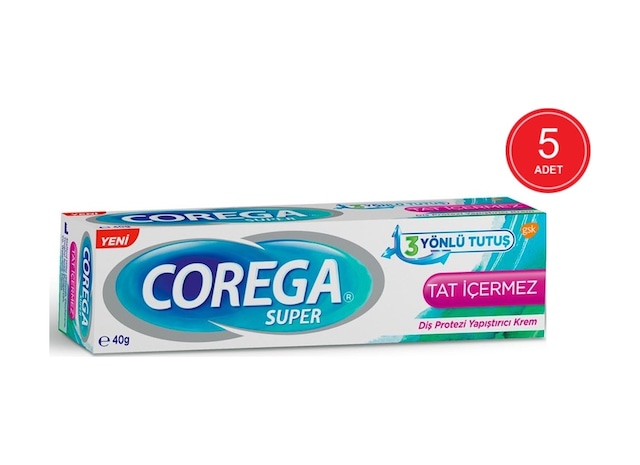 Corega Süper Diş Protez Yapıştırıcı Krem Tat Içermez 5 x 40 G