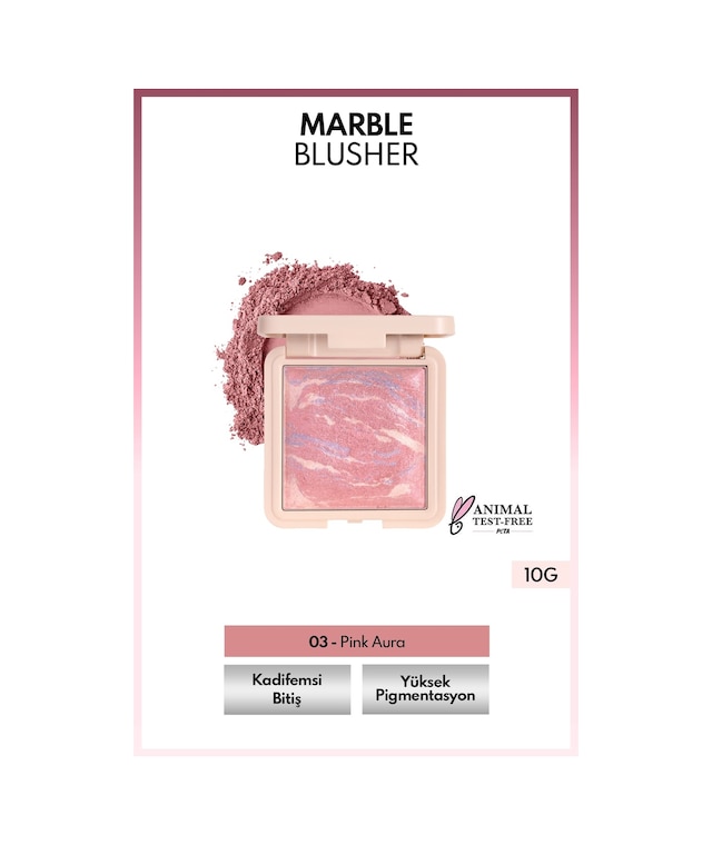 Marble Baked Blusher Fırınlanmış Allık & Aydınlatıcı - 03 Pink Aura