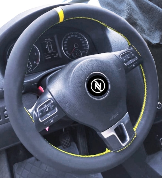 Oto Direksiyon Kılıfı Alcantara Model Alcantra Sarı Dikişli