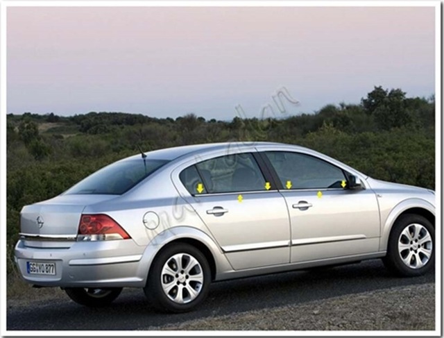 Opel Astra H Sedan Krom Cam Çıtası 2004 Sonrası 4 Parça Paslanmaz