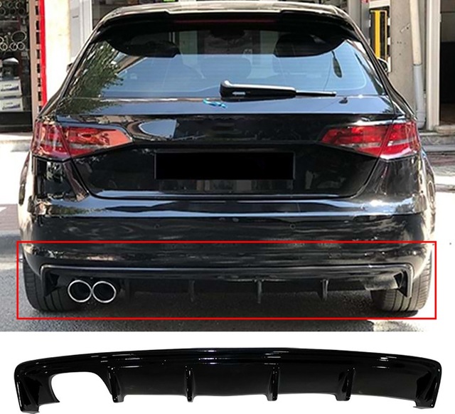 Audi A3 8v Hb Sportback Rieger Difüzör Difizör Plastik Parlak Siyah 2012-2016 Arka-bodykit-ek-karlık