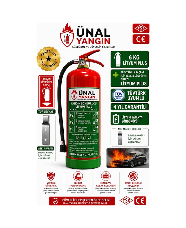 6 Kg Elektrikli Araç Lityum Yangın Söndürücü Kkt Yangın Tüpü Ev Ofis