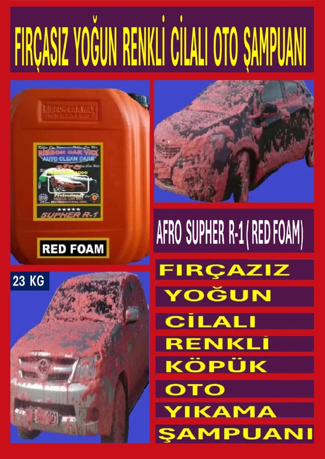 Afro Supher R-1 Renkli Cilalı Fırçasız Oto Yıkama Şampuan Köpüğü Özel Güçlü Temizleyici 23 Kg