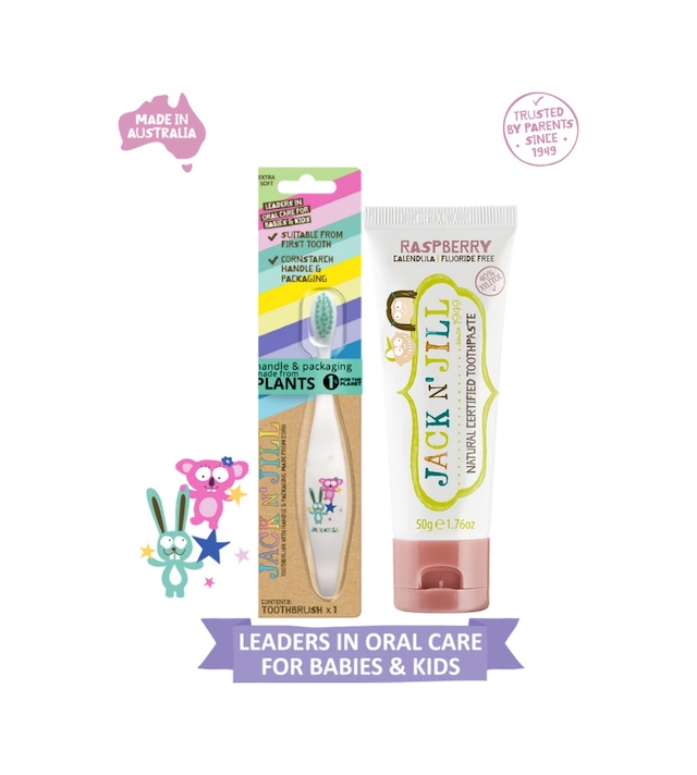 Jack N Jill Doğal Diş Bakım Seti Bunny&koala Diş Fırçası + Ahududu Aromalı Diş Macunu 50g