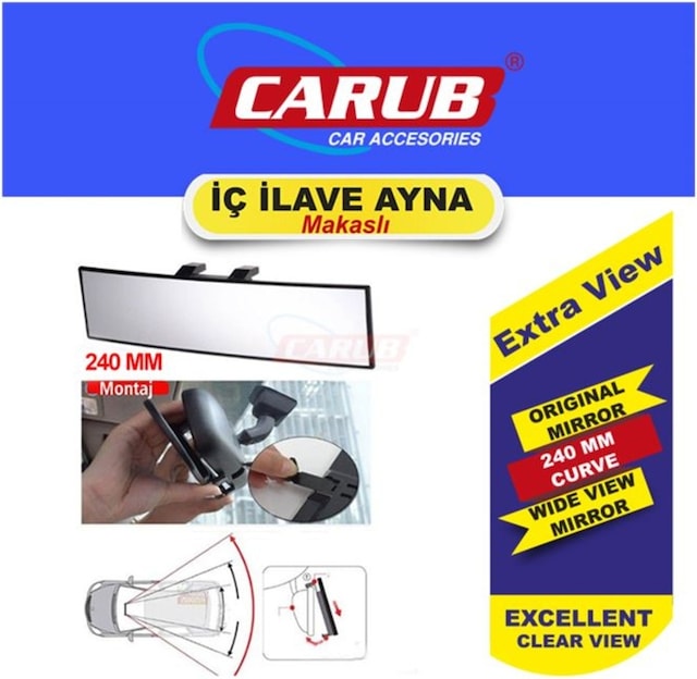 Carub Ayna Iç Ilave Makaslı 240Mm Bombe Cam Vakum