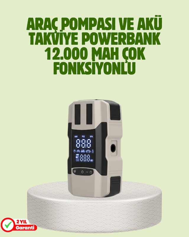 Tek Araç Akü Takviye Cihazı Ve Lastik Şişirme Pompası 12.000 Mah Najmaddin