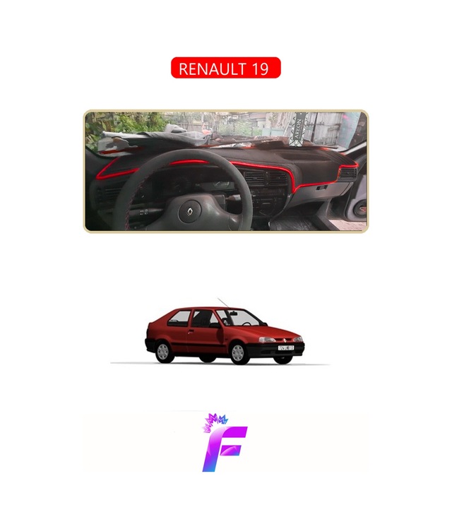 Renault 19 Uyumlu Torpido Örtüsü Yansıma Önleyici Tam Koruma Hızlı Ve Kolay Montaj J39 Kırmızı