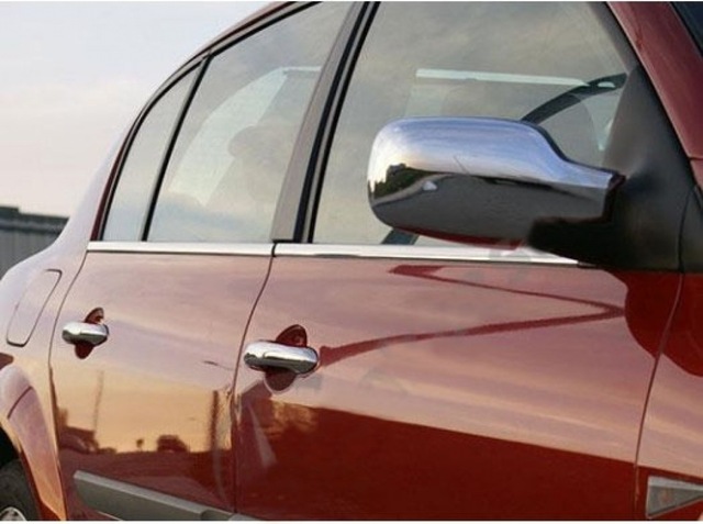 Renault Megane 2 SD Uyumlu 2004-2010 Krom Cam Çıtası 4 Parça Paslanmaz Çelik