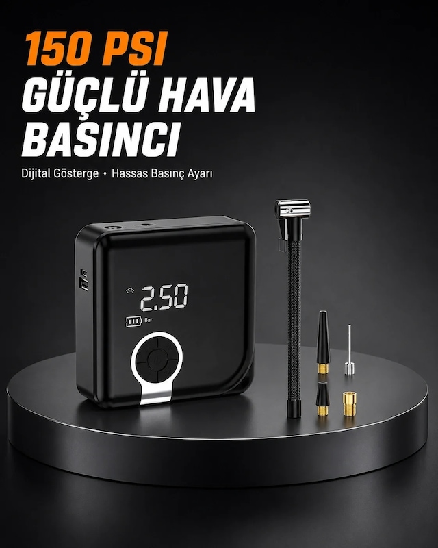 Ers Dijital Ekranlı Diyafram Tip Kompresör 150 Psı Güçlü Motorlu