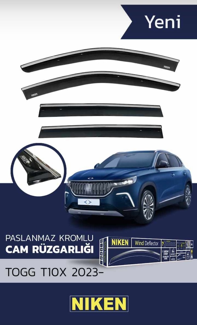 Togg T10x Kromlu Cam Rüzgarlığı Niken 2023 Sonrası