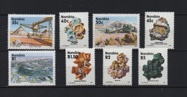 Namibya 1991 Mineraller Iı.seri 35c-40c-50c-65c-1r-1.5r-2r-5r Tam Seri Lt0036b Teşhir Ürün