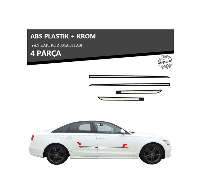 Audı A6 2011 Üzeri Yan Kapı Koruma Çıtası Plastik + Krom Unvrslppkçt00075