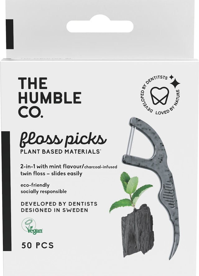 The Humble Co. Floss Picks Kömür Etkili Kürdanlı Nane Aromalı Diş İpi 50'li