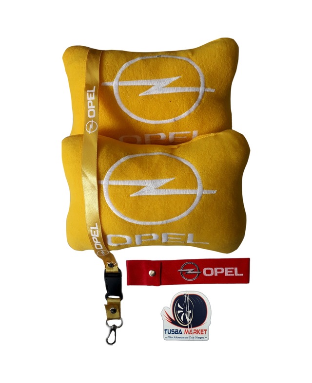 Opel Sarı Seyahat Boyun Yastığı / Oto Ayna Askısı & Tampon Dili