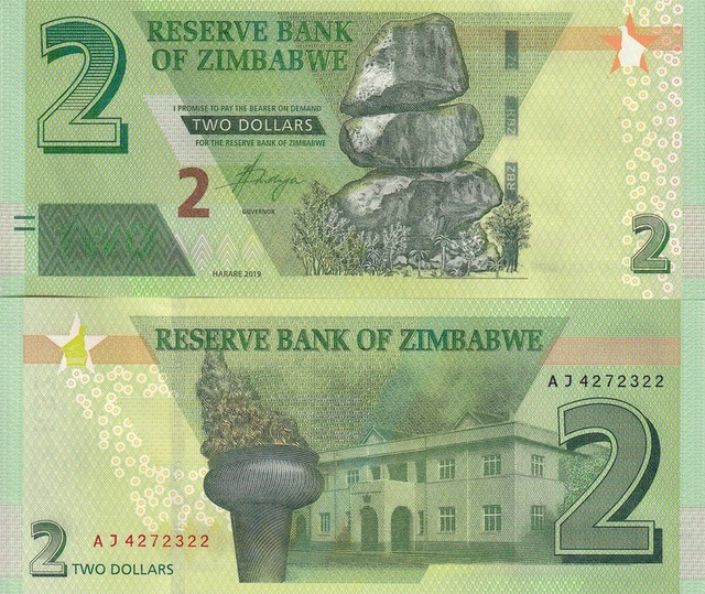 Zimbabwe 2019 Yılı 2 Dolar Yabancı Kağıt Para Çil Unc Koleksiyon Para