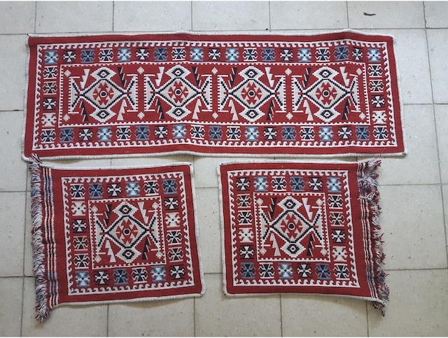 Uşak Kilimi Oto Koltuk Üzeri Serme Kilim Seti