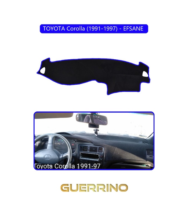 Toyota Corolla 1991-1997 - Efsane Torpido Koruma Halısı Mavi Kenar