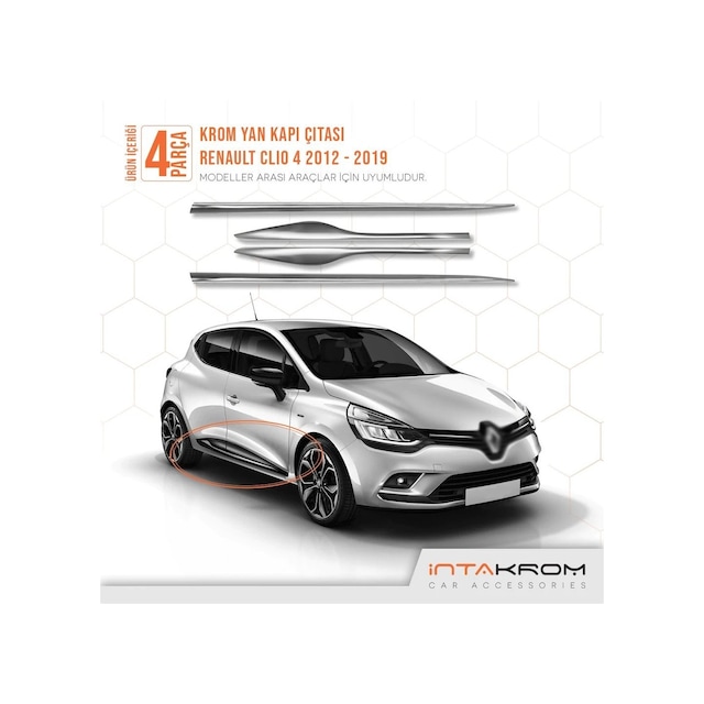 intakrom Renault Clio 4 Krom Yan Kapı Çıtası 4 Parça 2012-2021- Hb-Sw N11.2658