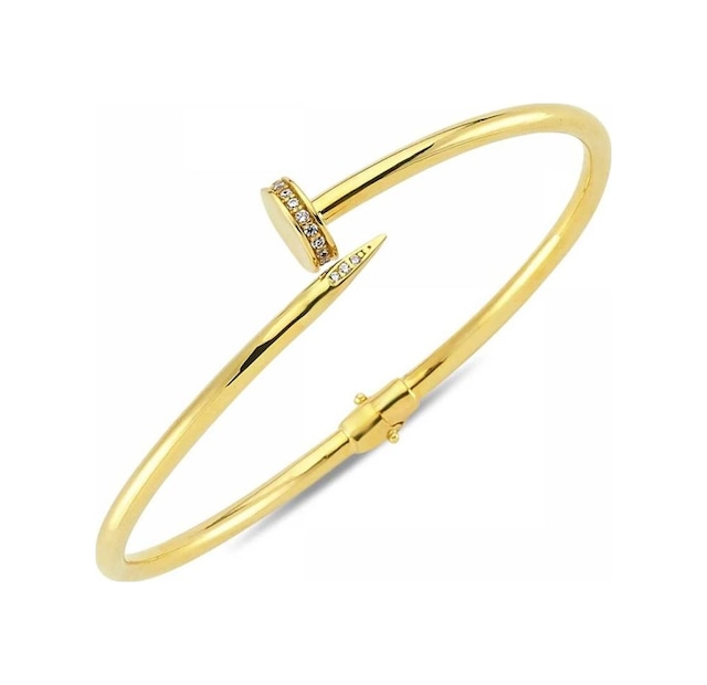 Sembolgold- Altın Çivi Kelepçe Swarovski Taşlı Klpç-256