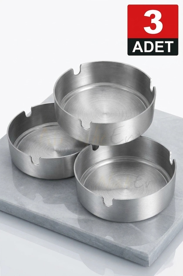 3 Adet Premium Paslanmaz Çelik Krom Küllük 10 Cm Geniş Boyutlu, Modern İç Mekan Çözümleri