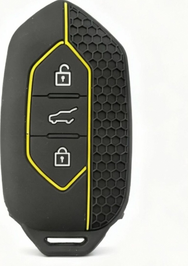 Gma Keys Togg T10x T10f 3 Tuşlu Smart Petek Desenli Koruma Anahtar Kılıfı Sarı Siyah Renk