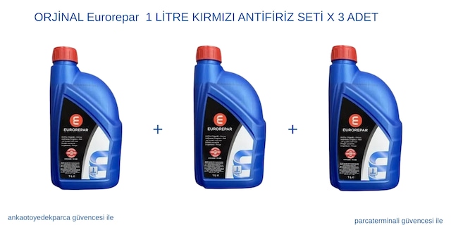Orjinal Eurorepar 1 Litre Kırmızı Antifiriz Seti X 3 Adet