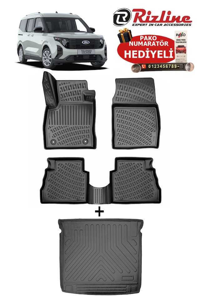 Ford Tourneo Courier 2024-2026 Havuzlu Paspas Ve Bagaj Havuzu Seti