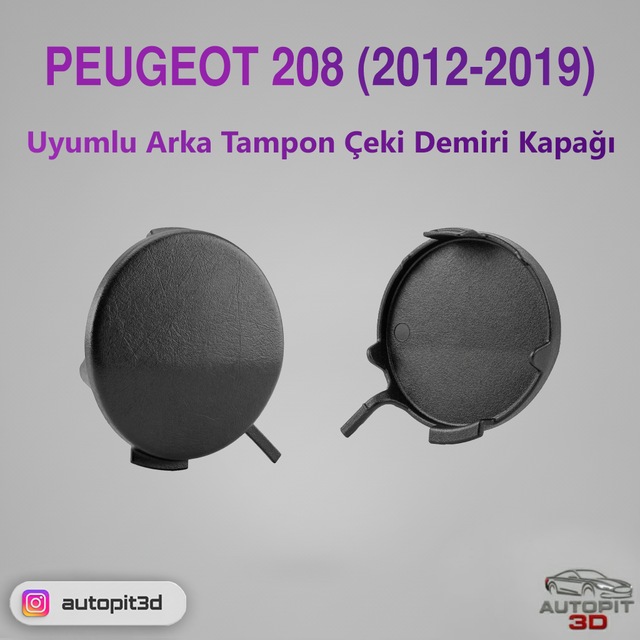 Peugeot 208 2012 2019 Uyumlu Arka Tampon Çeki Demiri Kapağı