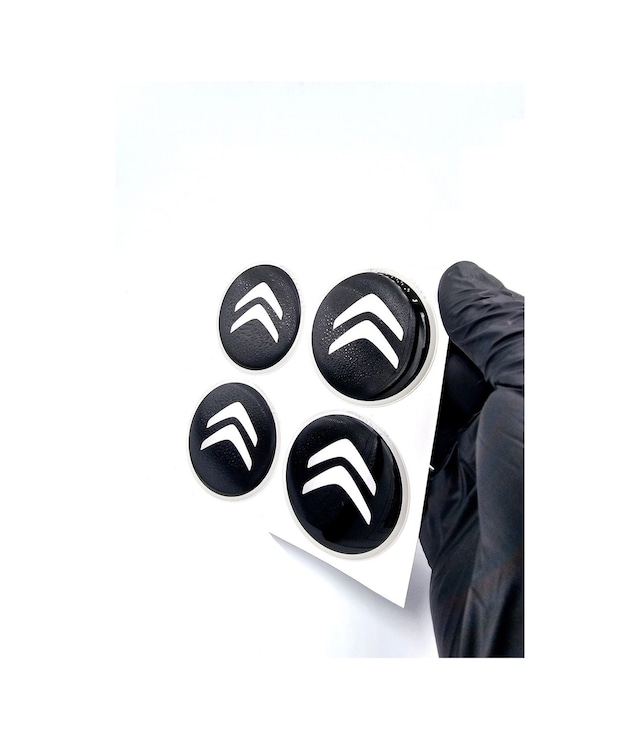 Damla Sticker Siyah Tasarım Citroen Jant Göbeği 5.5cm Uyumlu 4 Adet