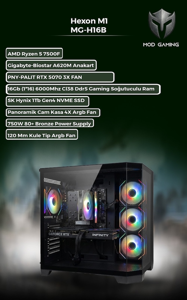 Mod Gaming Hexon Ryzen 5 7500F RTX 5070 16GB RAM 1TB SSD