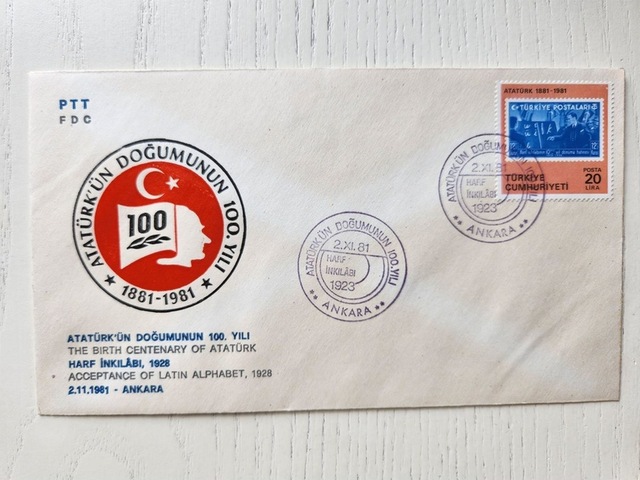 Atatürk Doğumunun 100.yıl Zarfı. Harf İnkilabı