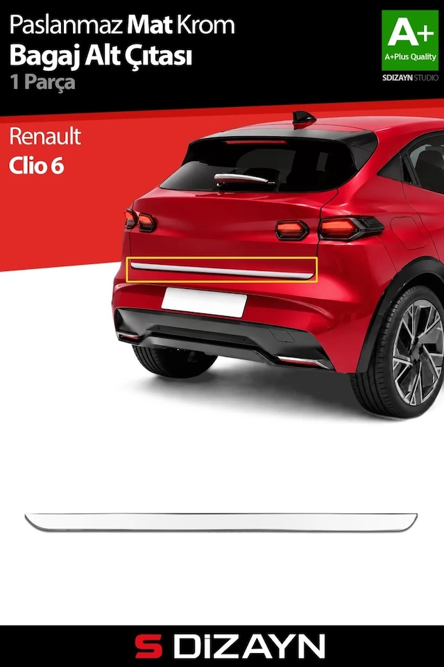 S-dizayn Renault Clio 6 Krom Bagaj Alt Çıtası Mat Krom 2025 Üzeri A+ Kalite